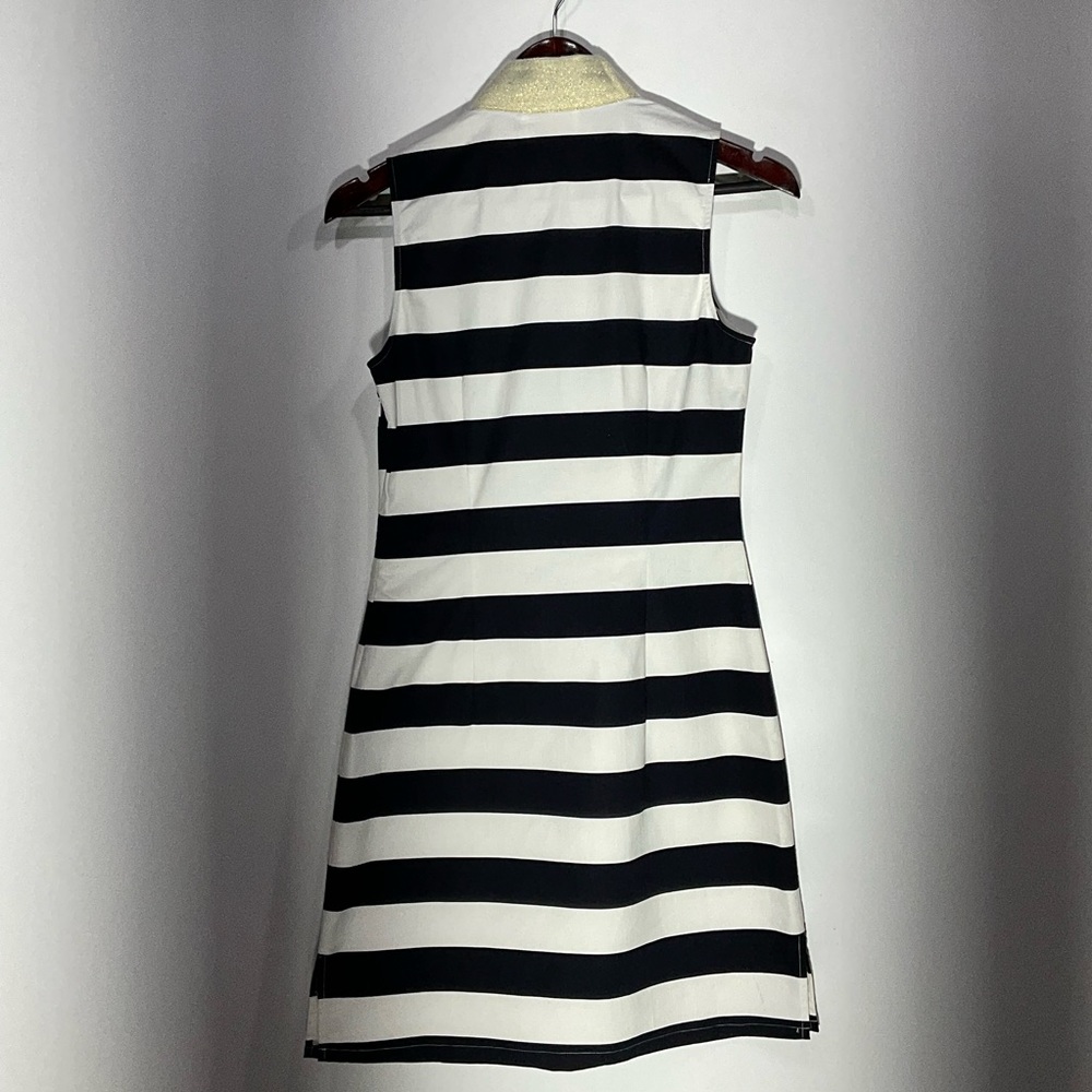 STS Sail to Sable navy & white striped dress gold collar & neckline, side zip XS - Picture 13 of 16